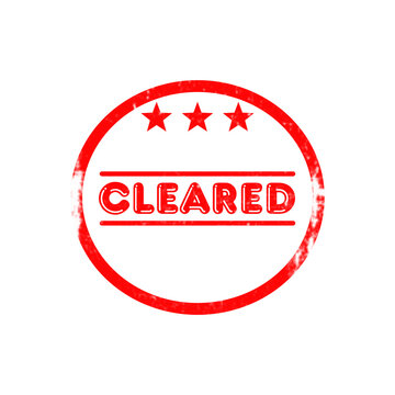 Red circle cleared rubber stamp with three stars graphic for official approved document marking.