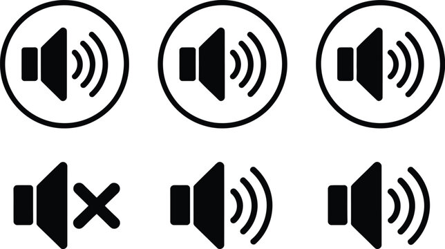 No speaker sound icons, mute and unmute symbols with red prohibition and green allow buttons for audio control, silence, and communication