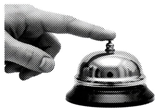 Hand Ringing Service Bell in Halftone Style