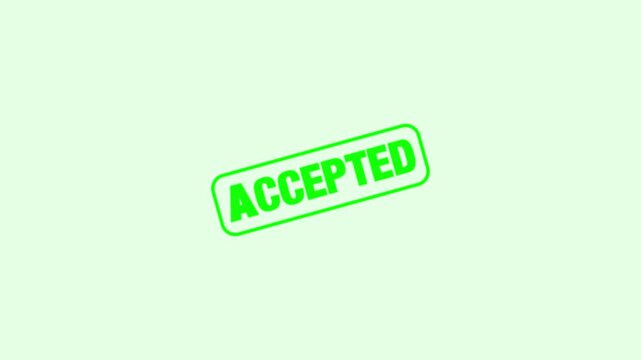 Green accepted stamp animation on minimalist background, for business approval, and confirmation concepts