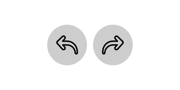 Black outline undo and redo arrows in grey circles for interface navigation.
