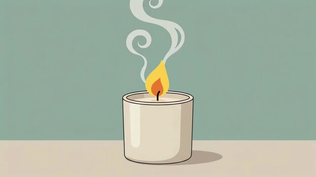 Animated candle with rising smoke curls in digital motion clip