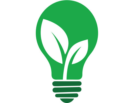 Green Energy Light Bulb with Growing Plant Icon for Sustainable Innovation