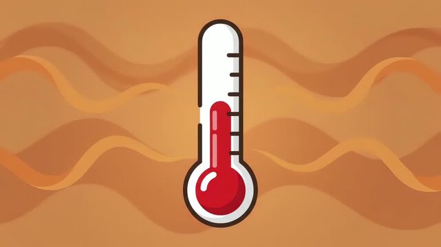 Thermometer rising temperature animation showing intense heat waves motion graphic