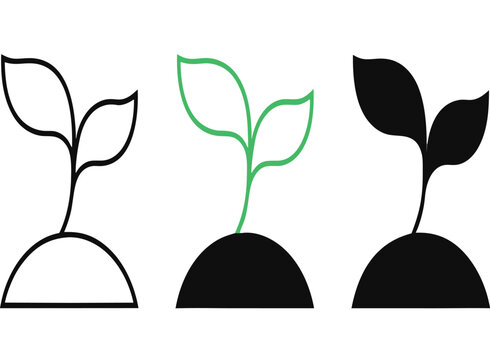 Plant Sprout Vector Icon Set for Gardening and Eco Design