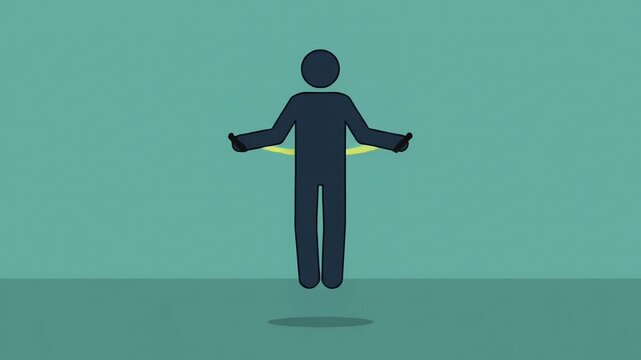 Person jumping rope animation showing active fitness motion exercise loop clip