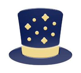 Shiny blue magic top hat with golden stars on transparent background © Fahim Work