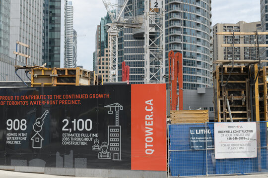 construction site and hoarding at Q Tower development, 200 Queens Quay W/Lower Simcoe St, Toronto
