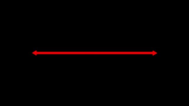 Double-headed red arrow icon animation on black background, directional signage and navigation