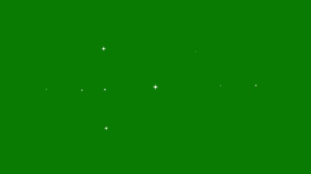 Sparkling star twinkle glitter white cartoon doodle animation,magic sparkle glitter line stars shining particles stars line magic dust,fairy dust wand glitter stars trail transition on green screen 4k