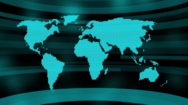 Digital map background, with pulsing data, lines, abstract global, technology network, news, broadcast motion cyan, cyber security concept