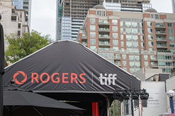 Fototapeta premium Rogers TIFF 2026 event tent on Yorkville Av, Toronto