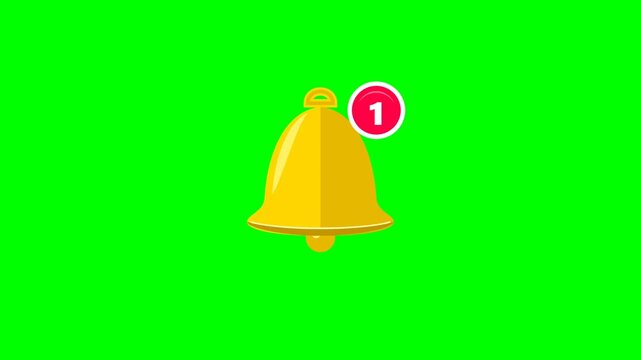 Subscribe notification bell icon with alert badge on green screen background for video editing overlays