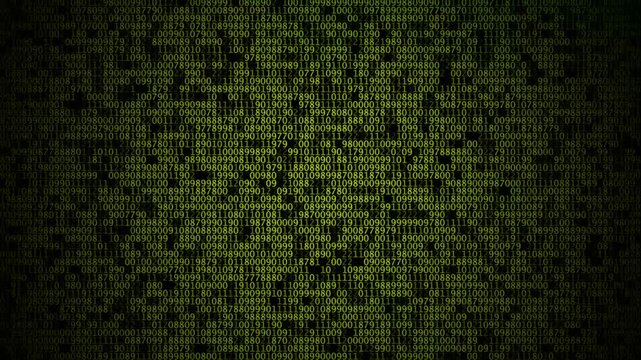 Digital matrix background, with streaming green, binary code numbers, abstract technology data, stream for cyber, security and programming concepts