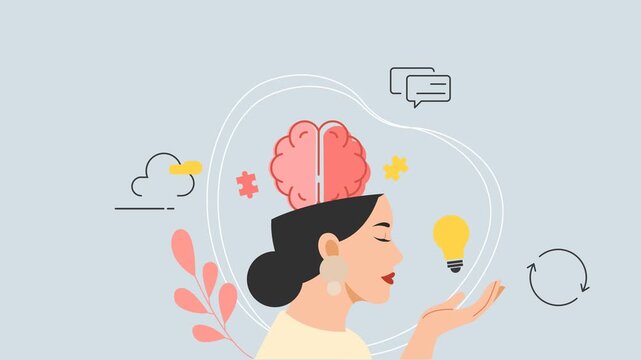 Positive Mindset - Finding Balance, communicate and Personal Objectives - Stock Animated Illustration as MP4 File