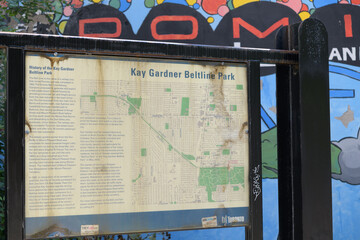 Obraz premium Kay Gardner Beltline Trail map here located at bottom of steps to Mount Pleasant Rd (& Mount Pleasant Cemetery), Toronto