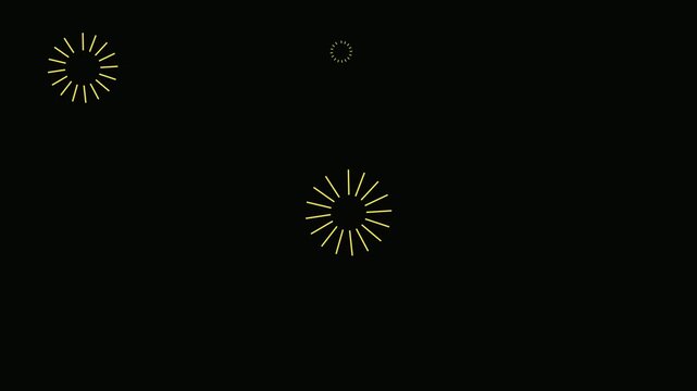 Circle firework blast with shiny star lines and twinkle pop-up animation,drawn cartoon vector sparkle effect on green screen for VFX, reels, and 4k motion graphic overlays videos