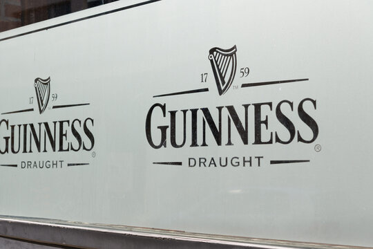 glass window with Guinness harp/logo in Toronto