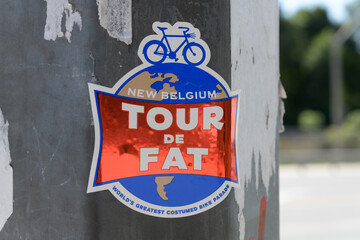 Obraz premium shiny metallic New Belgium Tour De Fat slap in Toronto, Canada (Fort Collins, Colorado hosts a costumed bike ride)