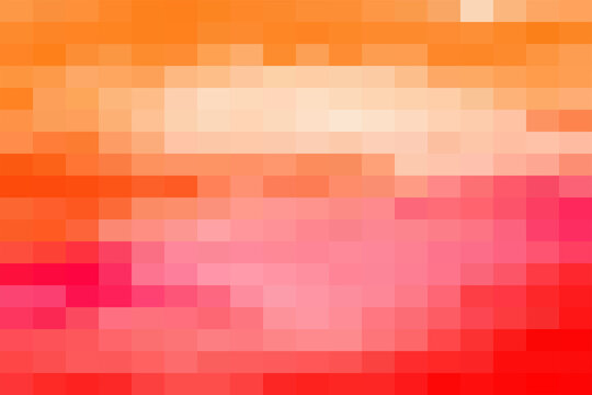 Abstract background, featuring a grid, of warm orange, and red square, pixels with a, bright light center, for bold text placement