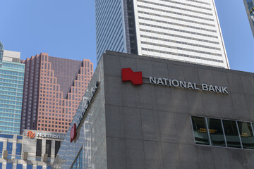 Obraz premium signage on the exterior of National Bank, a financial institution, located here at 121 King St W in Roserock Place, Toronto