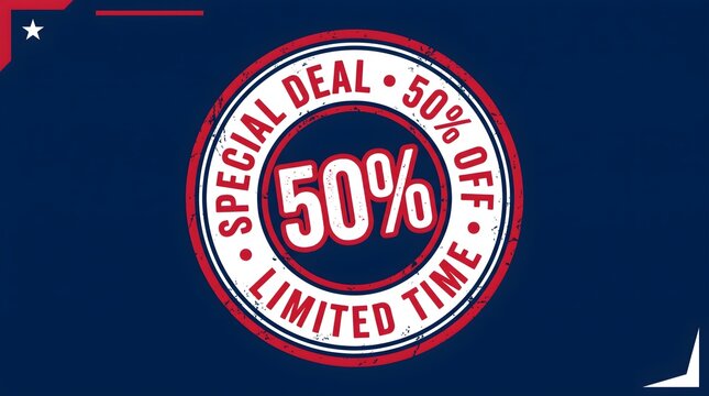 Dark Blue Navy Circular Seal Badge Special Deal 50% Off Web Banner