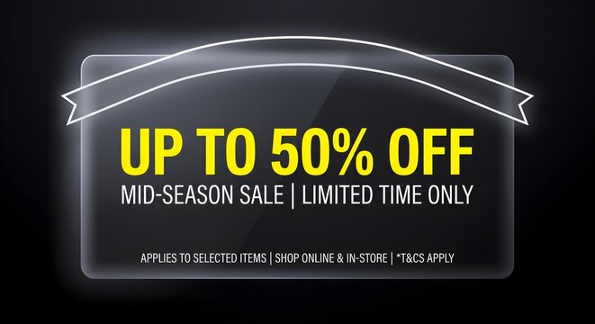 Modern UI Frosted Glassmorphism Up To 50% Off Neon Web Banner