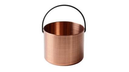 Shiny copper bucket with black handle, isolated on transparent background © pixogram