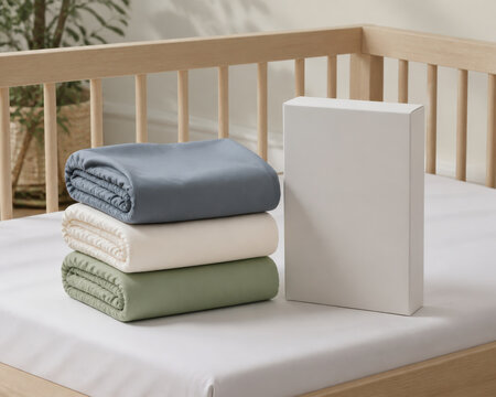 Baby Crib Sheet with Blank Packaging for Nursery Bedding Branding, Retail and Online Sales