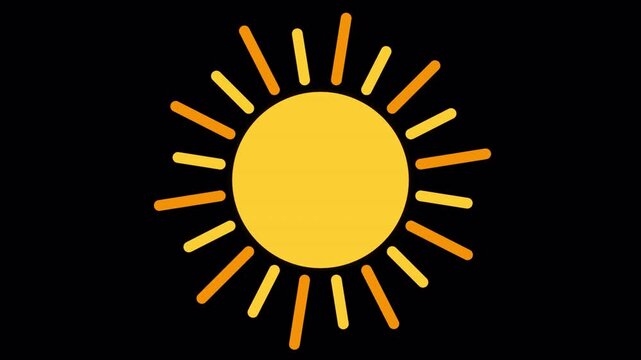 cute cartoon sun with alpha chanel on black background 2d animation 4k video