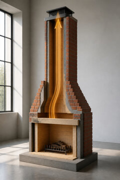 Cutaway Chimney Model with Upward Draft Hologram by Window