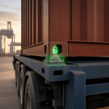 Container Twist Lock Hologram for Cargo Security, Intermodal Transport and Shipping Equipment Inspection