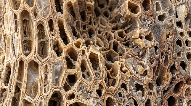 Ultra Realistic Petrified Wood Cellular Mineral Replacement Microscopic Fossil Wood Microstructure Geological Background