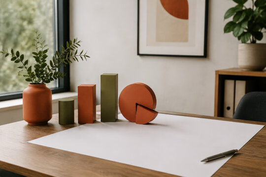 Plain Chart Sculptures and Blank Sheet for Data Storytelling, Presentation Design and Business Analytics