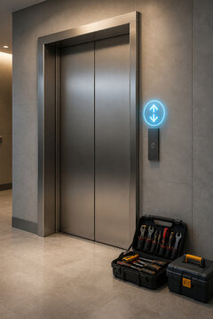Elevator Maintenance Up Down Hologram for Lift Service, Building Operations and Vertical Transport Safety