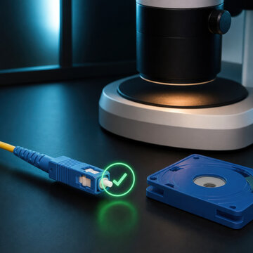 Fiber Optic Connector Clean Check Hologram for Network Testing, Signal Quality and Data Center Maintenance