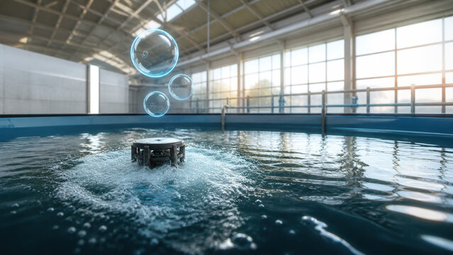 Fish Farm Oxygen Bubble Hologram for Aquaculture Monitoring, Water Quality and Stock Health Management