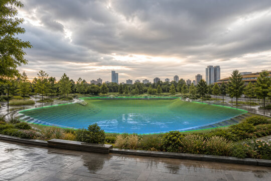 Floodable Park Water Storage Hologram for Urban Stormwater Management, Green Infrastructure and Climate Resilience