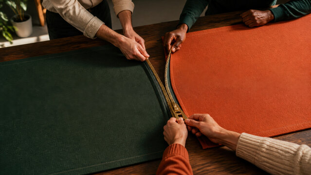 Giant Zipper Joining Two Project Plans for Team Integration, Workflow Alignment and Collaborative Strategy