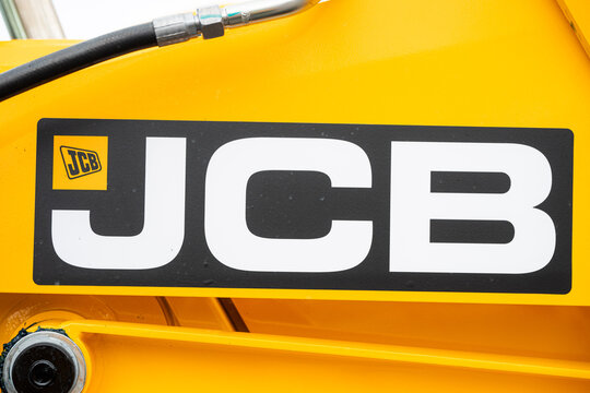 09.11.2026 - Lviv, Ukraine: JCB construction machinery displayed at a construction equipment exhibition, showcasing heavy machinery, excavators and industrial equipment