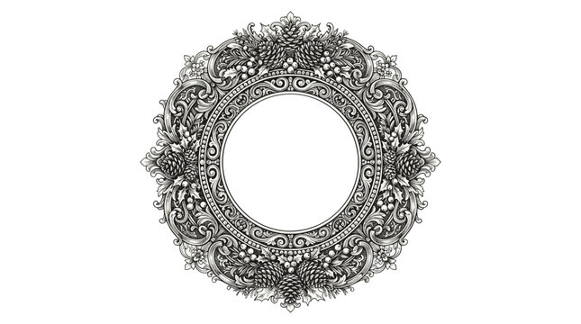 Intricate vintage frame illustration with ornate detailing for Christmas  