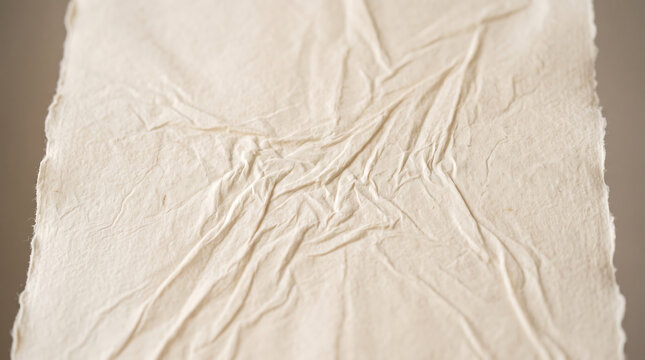 Wrinkled white fabric sheet displaying natural creases and folds for texture reference