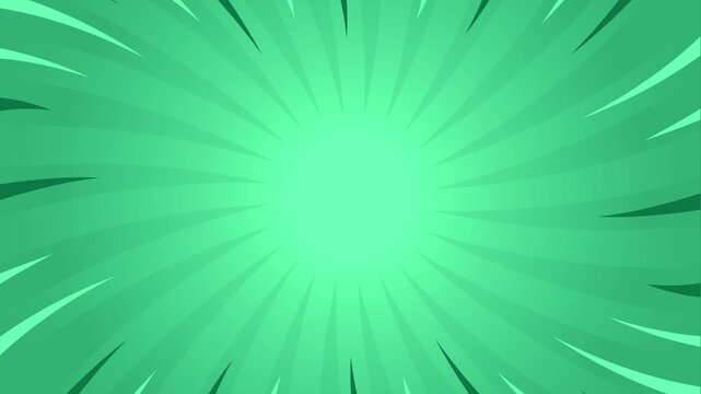 Green comic book style sunburst background with radial speed lines for dynamic graphic design