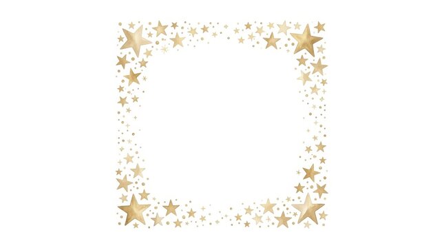 Golden stars forming a festive frame against a white background with soft gradient