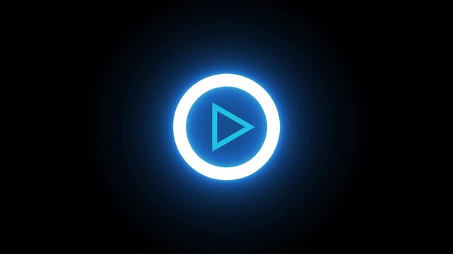 Neon Play Button Icon &ndash; Glowing Media Player Symbol for Video, Music & Digital Interfaces