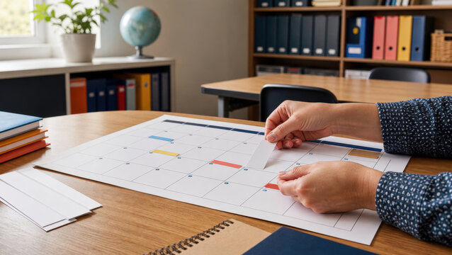 School Enrollment Week Calendar with Copy Space
