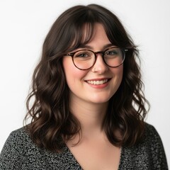 Fototapeta premium Smiling woman with glasses in professional attire