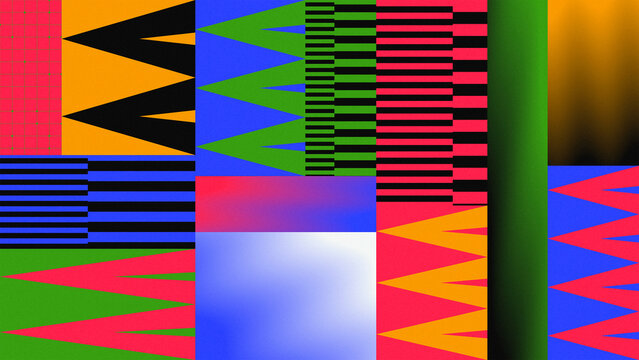 colorful pattern collage mosaic grid triangle zigzag geometric red blue green backdrop banner website header wallpaper design