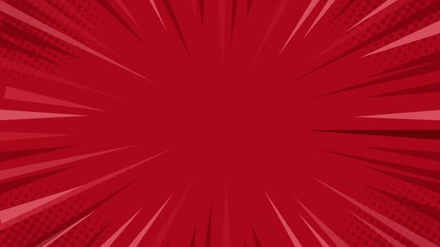 Red comic book background with radial speed lines and halftone dot pattern for dynamic action effects
