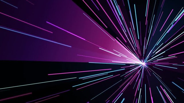 High Speed Neon Light Streaks Racing Through Futuristic Space